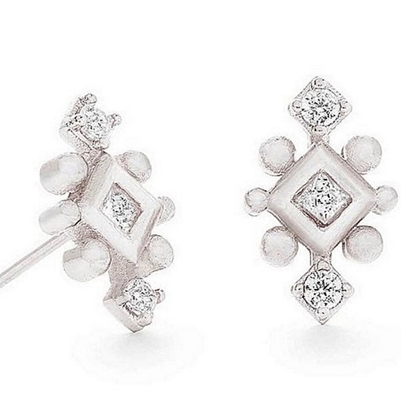 NEW Kendra Scott Tilda Stud Earrings in Silver - Picture 3 of 7